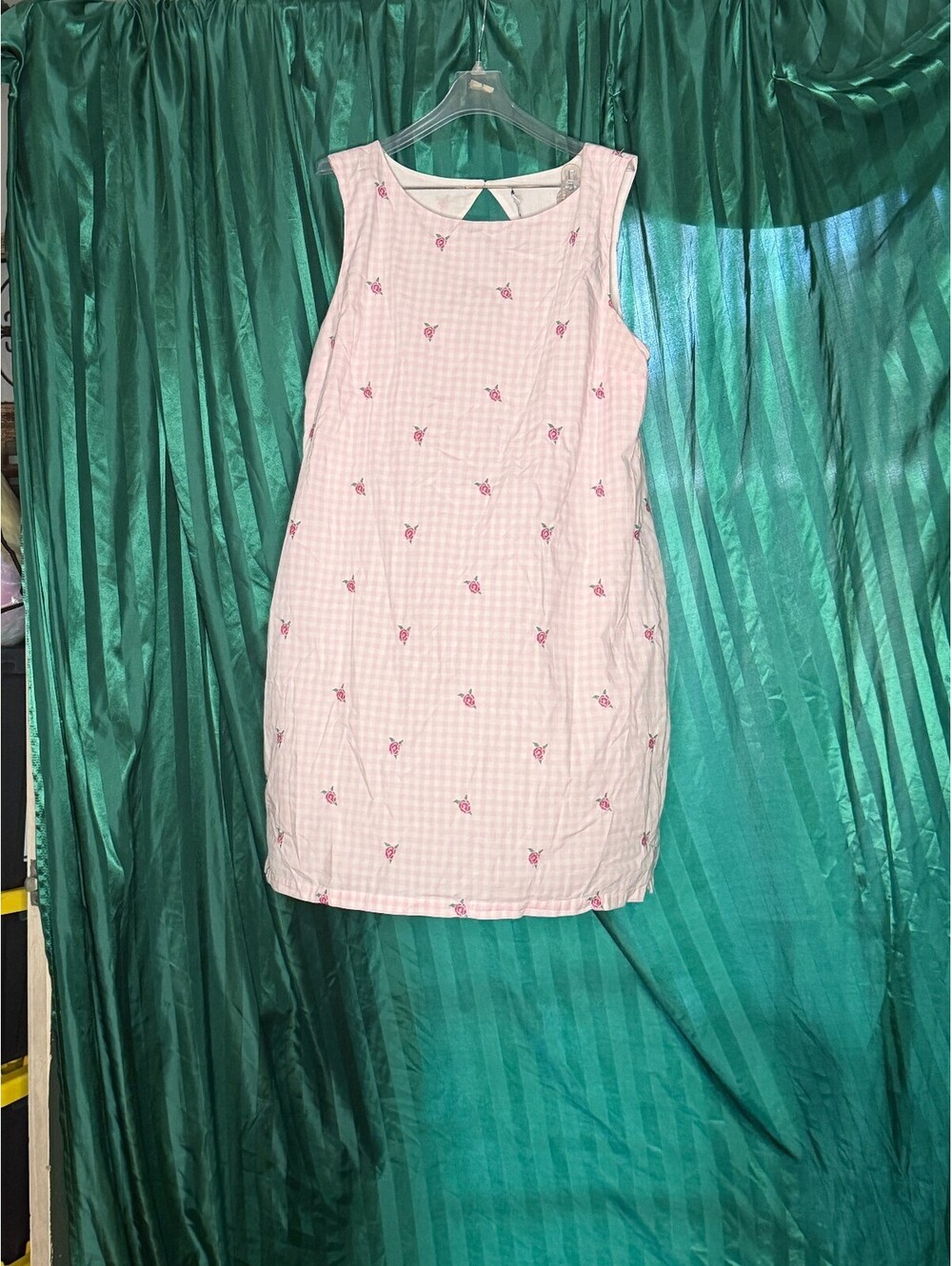 Kim Rogers Pink Sleeveless Shift Dress with Small Floral Print Size XL